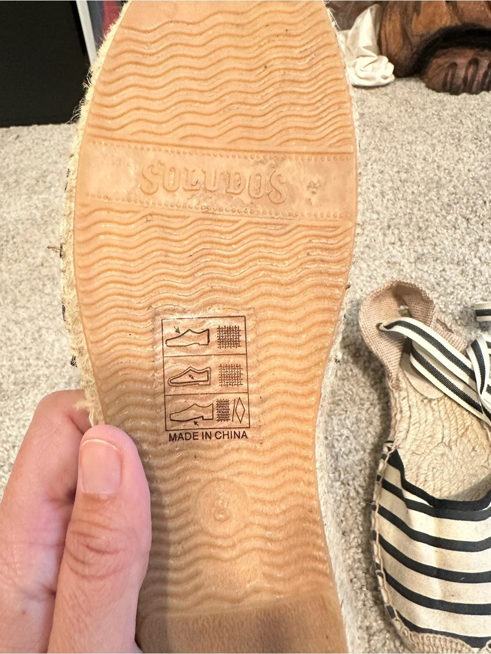 Soludos Black & White Striped Ankle-Tie Espadrille Flats